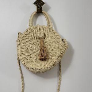 World Market Round Straw Paper Summer Crossbody